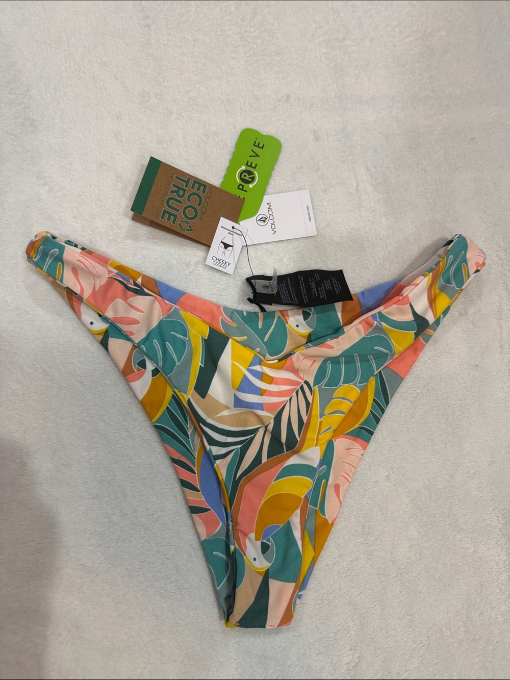 Volcom Multicolor Tropical Leaf High-Leg Bikini Bottom